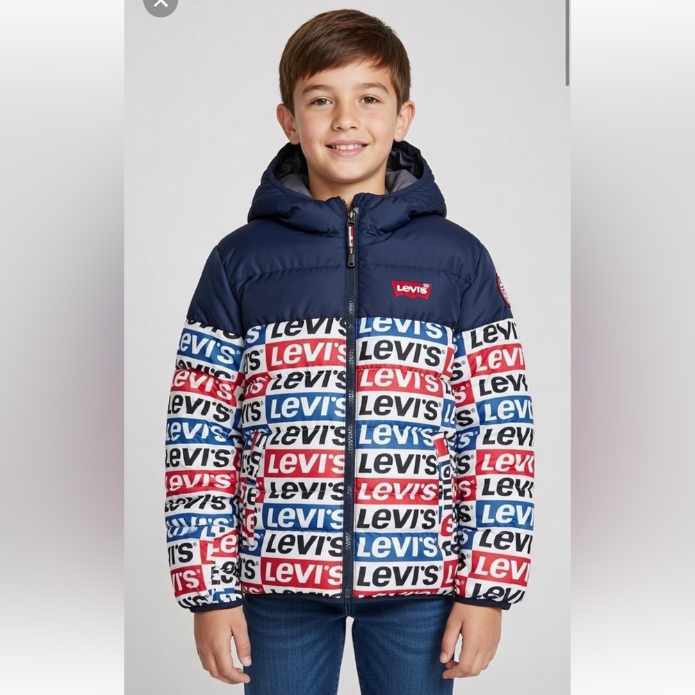 LEVI'S  STRAUSS & CO Boys L 12-13 Puffer Hoodie Full Zip Jacket Levi's NWT
